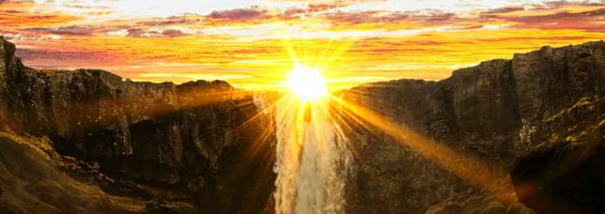 waterfalls during sunset